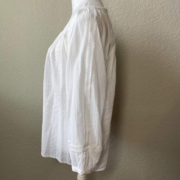 🆕 J Crew Peasant Top in Textured Voile Lace Trim - Picture 5 of 9